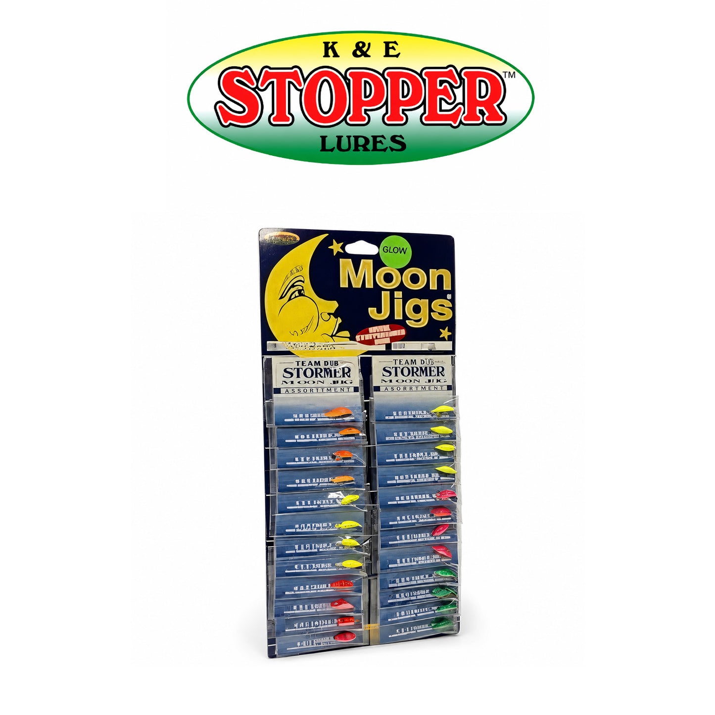 K&E Black Moon Ice Jig Card Pack Size 14 Assorted Colors 24 Pack