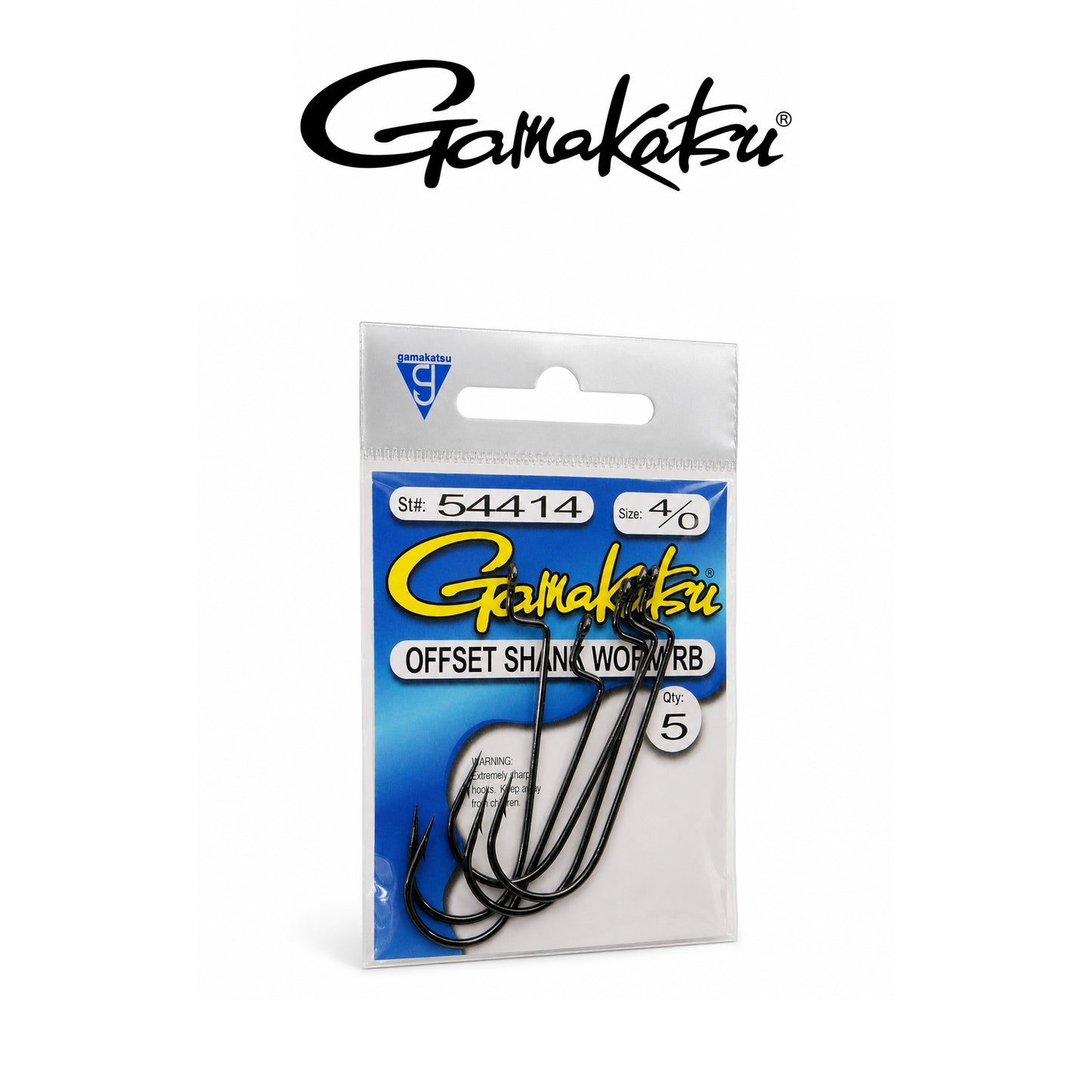 Gamakatsu Worm Offset RB NSB Nickel Silver Black Freshwater Fishing Hook |Size 1–5