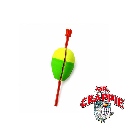 Mr. Crappie Twist-On Twist-Off Unweighted Pear Float 1-1/4" Yellow/Green 2-Pack