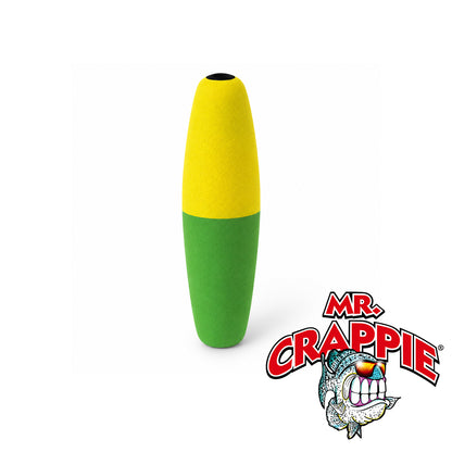 Mr. Crappie Slippers Weighted Cigar 2" Yellow/Green Soft Plastic Lure 2 Pack