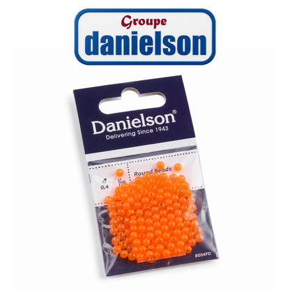 DANIELSON 4mm Round Fishing Beads – Fluor Red, 110 Pack