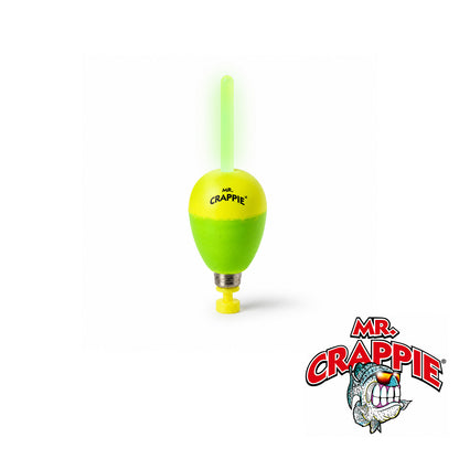 Mr. Crappie Lighted Flo Glo Bobber 1 1/2" Pear Y/G 2 pk