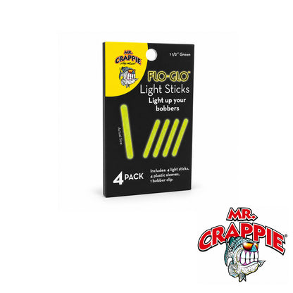 Mr. Crappie Flo Glo Light Sticks for Bobbers – 1 1/2" Green 4pk