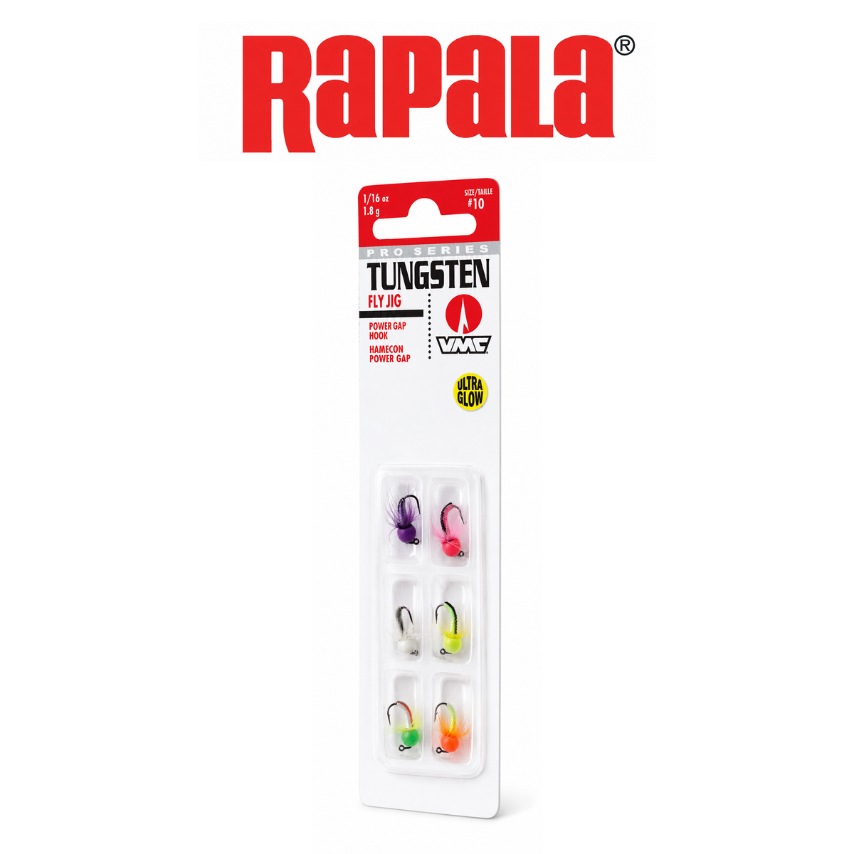 Rapala Premium Tungsten Fly Jig Kit 1/32 oz &amp; 1/64 oz Glow Ice Fishing Assortment