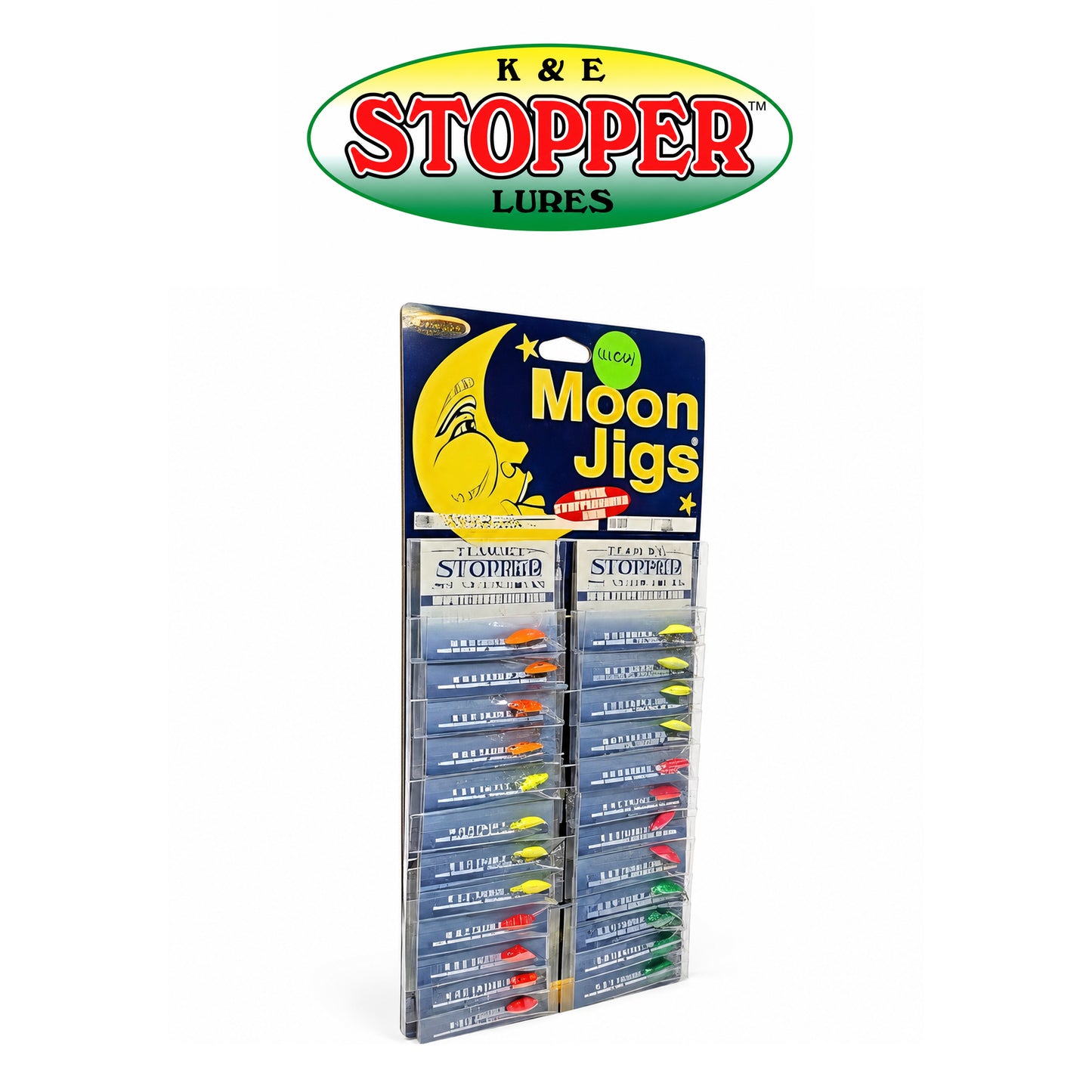 K&E Moon Glitter Assorted Ice Jig Pack – 24-Pack Durable Metal Fishing Jigs