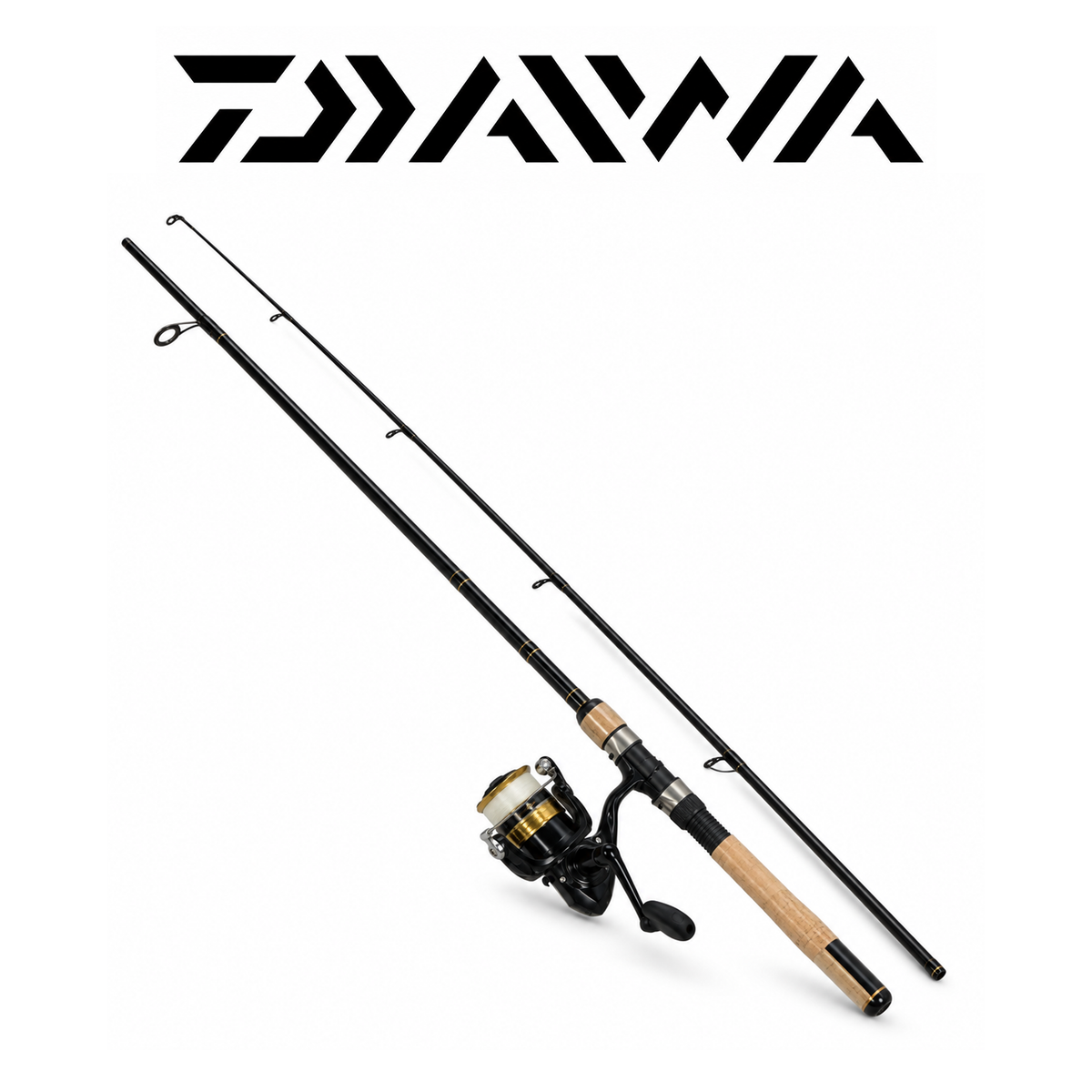 Daiwa D-Shock 7' Medium Spinning Rod & Reel Combo – 2-Piece, 12 lb Mono, 1BB