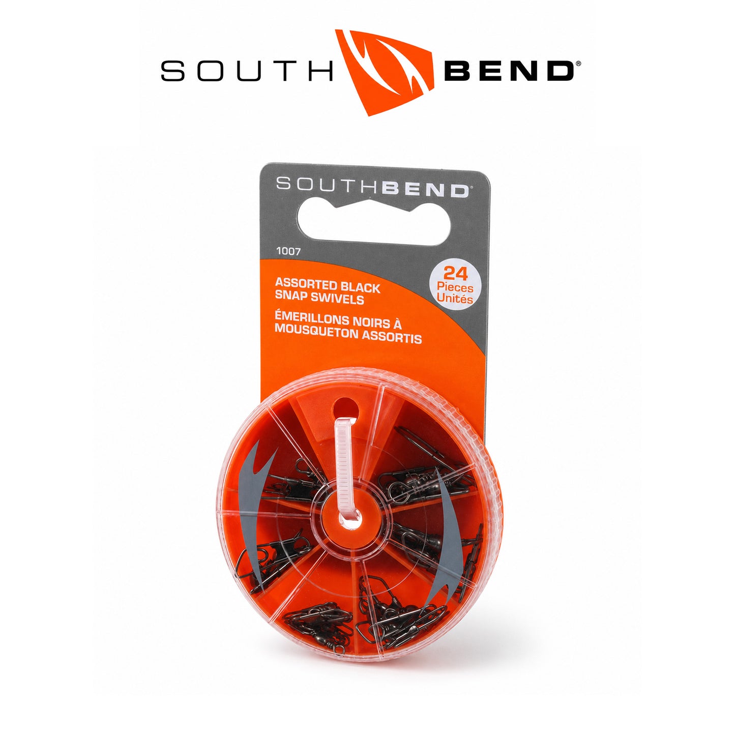 South Bend Black Snap Swivels Assortment with Dial Box