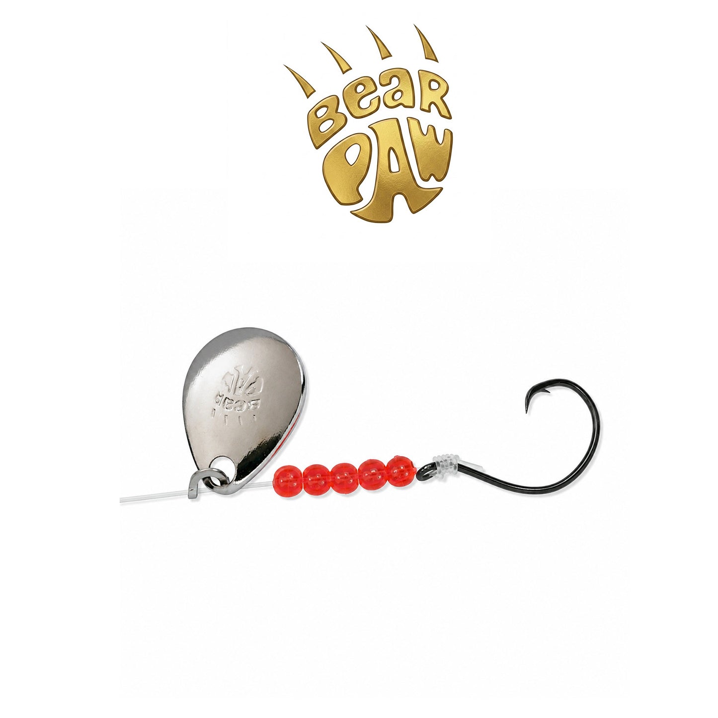 Bear Paw Flicker Snelled Circle Hook FNCH Nickel Spinner Size 2-6 | 12" Monofilament | 6 Per Package