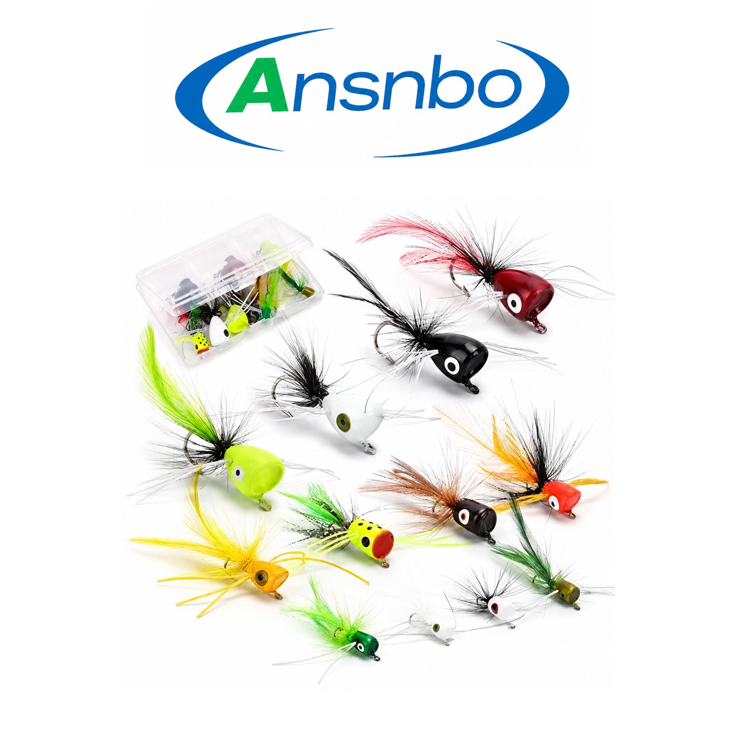 Ansnbo Bass Popper Lure Card – Lightweight Assorted Topwater Fishing Lures