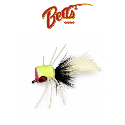 Betts Pop Hop Lumiglow Fly Fishing Popper Sizes 10 and  12 – White, Chartreuse and Glow