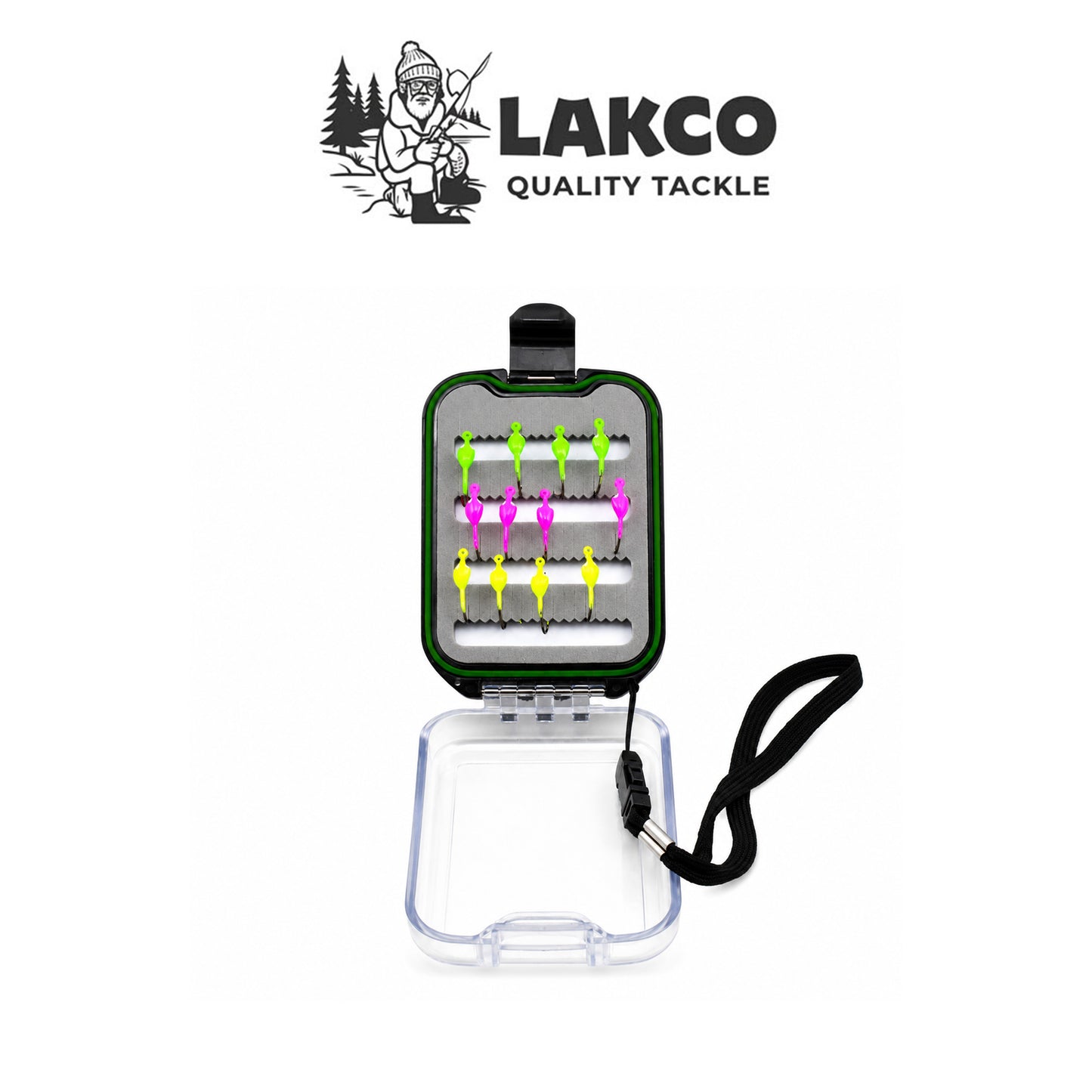 Lakco Waterproof Foam Slat Tackle Box with Lanyard