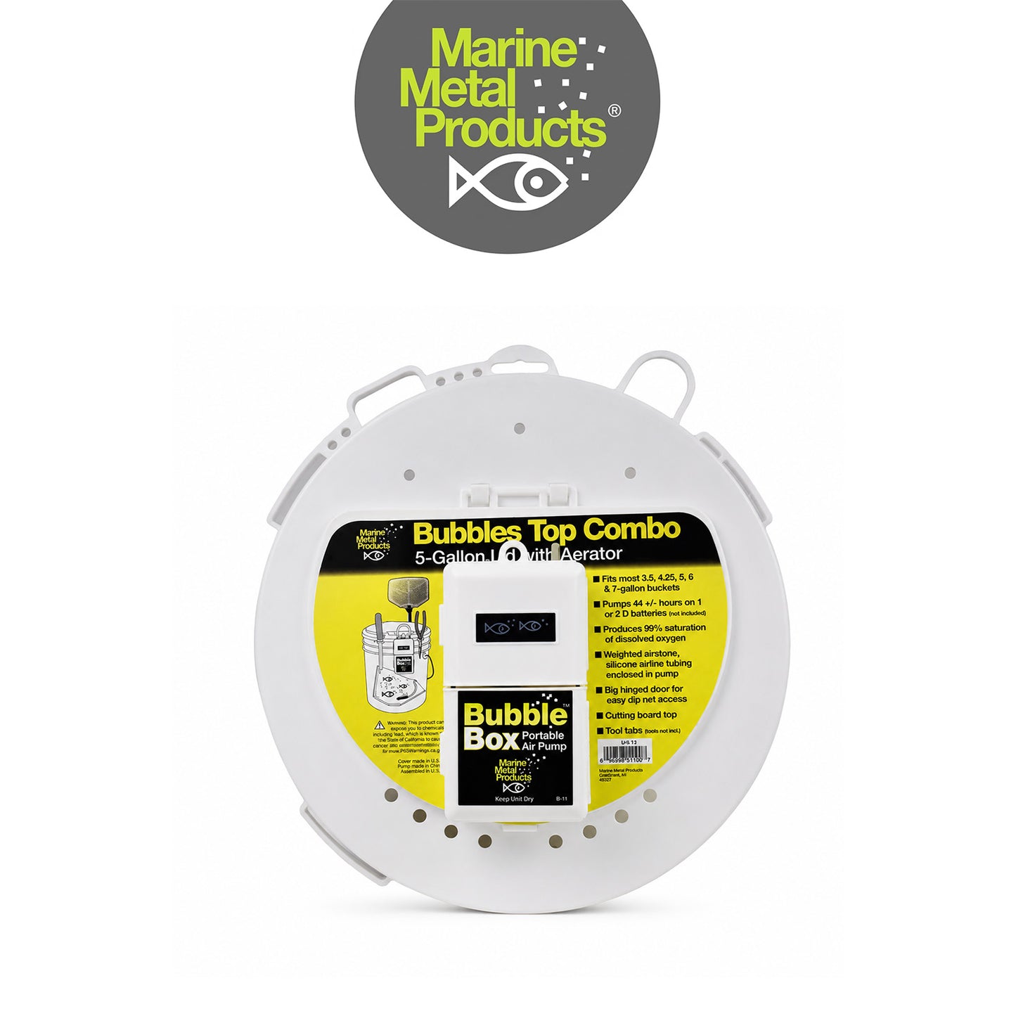 Marine Metal Universal 5 Gallon Bucket Lid with B-11 Aerator
