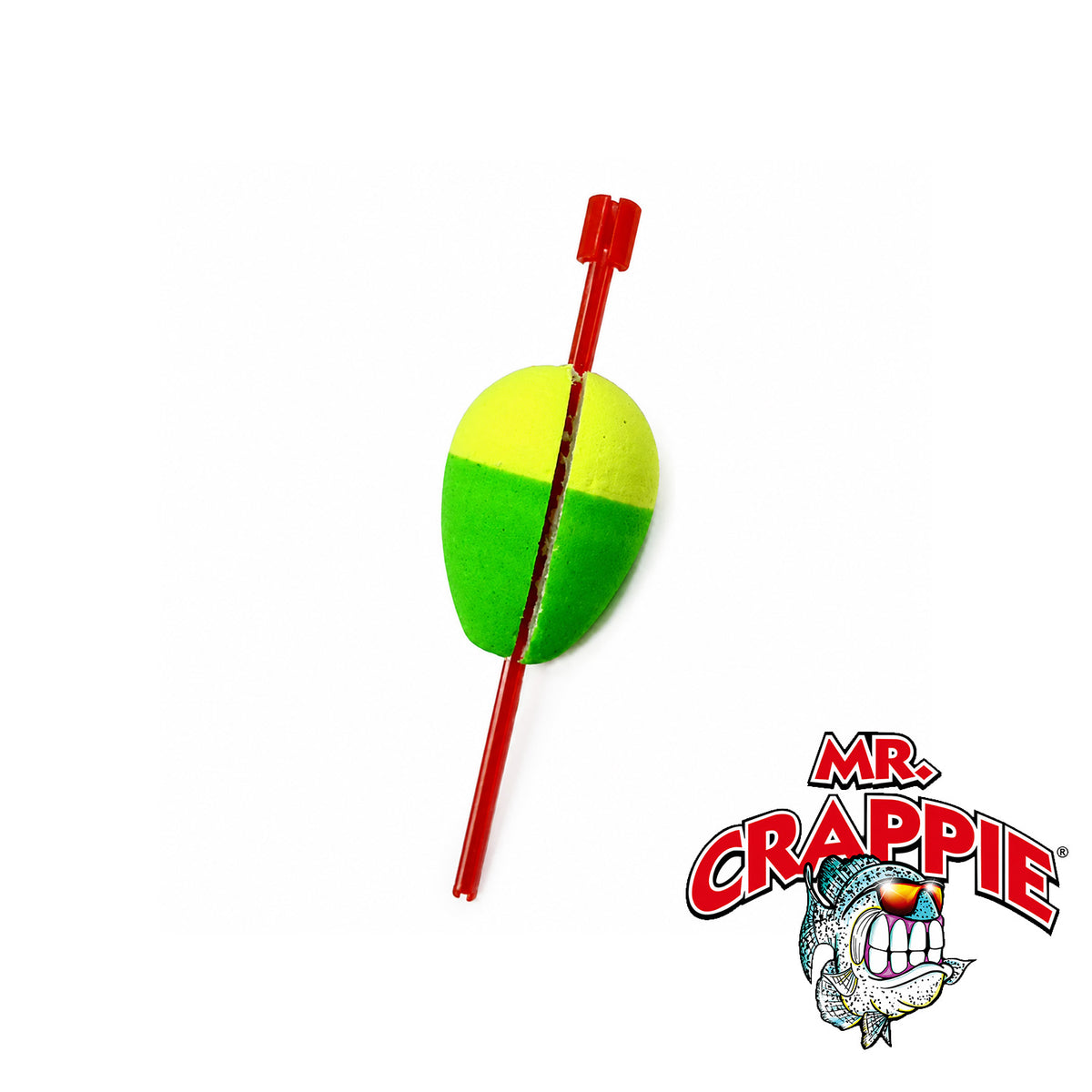 Mr. Crappie Twist-On Twist-Off Unweighted Pear Float 1-1/4" Yellow/Green 2-Pack
