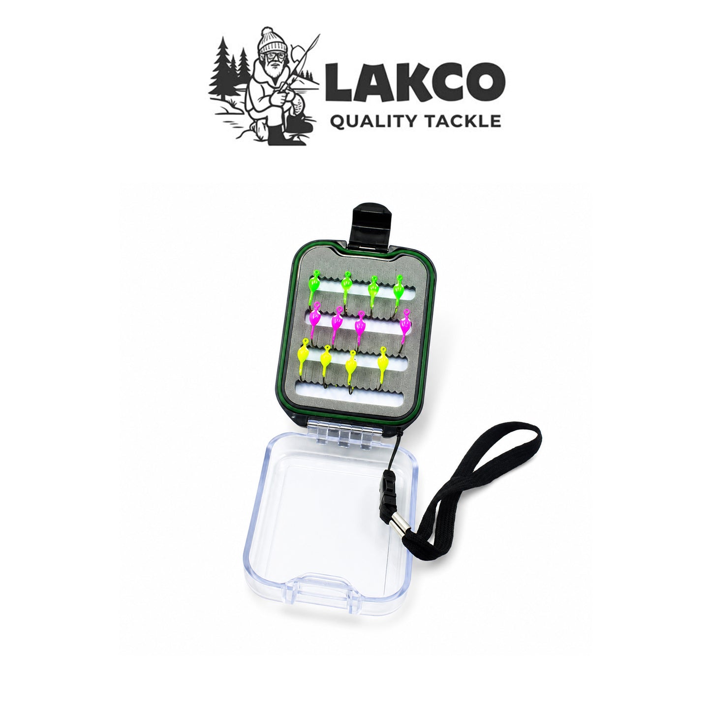 Lakco Waterproof Foam Slat Tackle Box with Lanyard