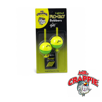 Mr. Crappie Lighted Flo Glo Bobber 2.75" Round Yellow/Green 2 Pack