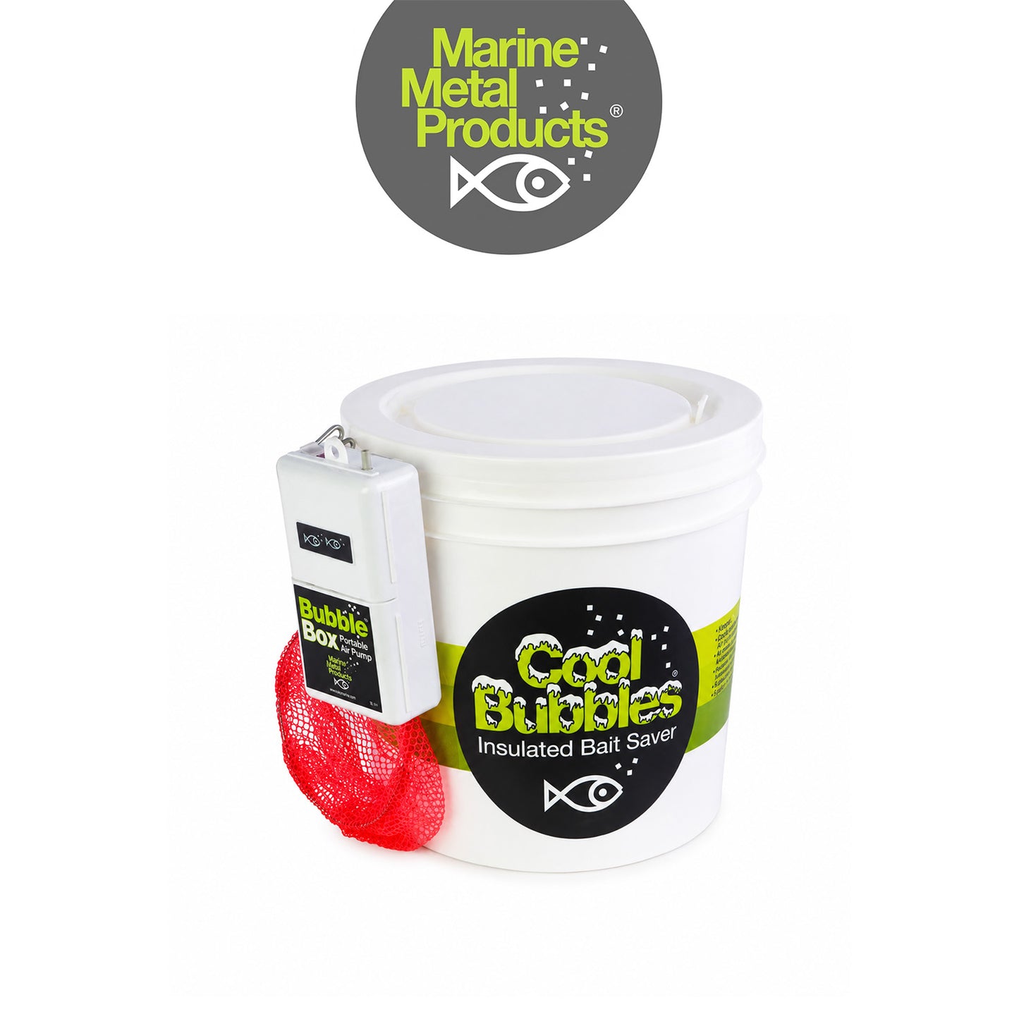 Marine Metal Cool Bubbles 8 Qt Insulated Live Bait Bucket with B-11 Aerator Pump