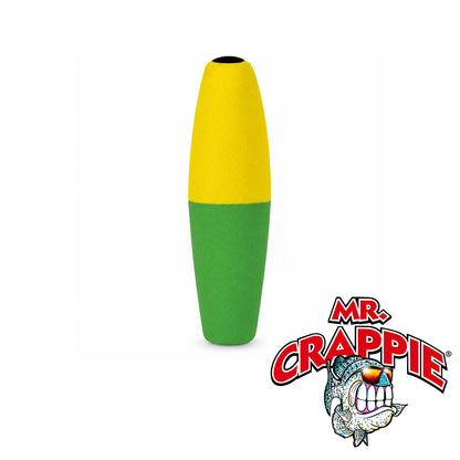 Mr. Crappie Slippers Weighted Cigar 2" Yellow/Green Soft Plastic Lure 2 Pack