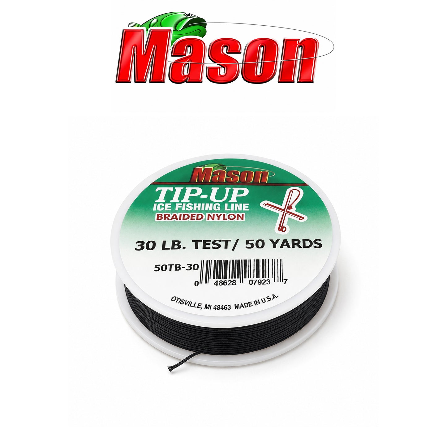 Mason Tip-Up Black Braided Ice Fishing Line 50 Yard Spool