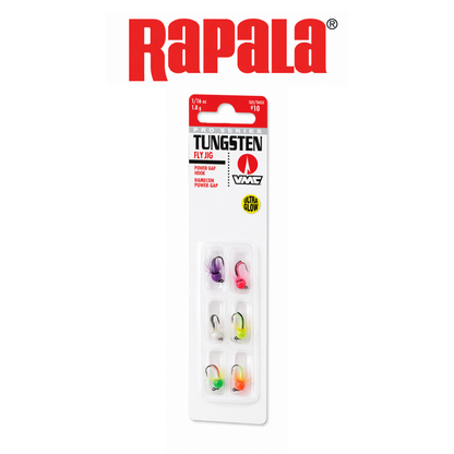 Rapala Premium Tungsten Fly Jig Kit 1/32 oz &amp; 1/64 oz Glow Ice Fishing Assortment
