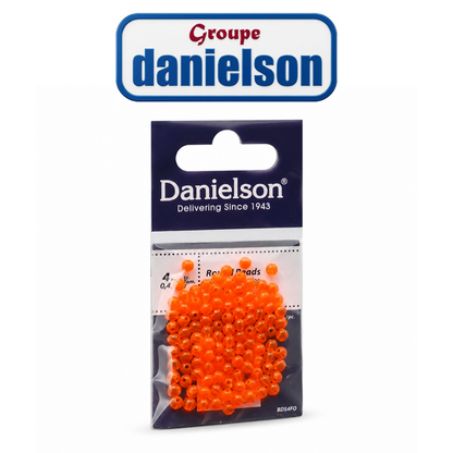 DANIELSON 4mm Round Fishing Beads – Fluor Red, 110 Pack