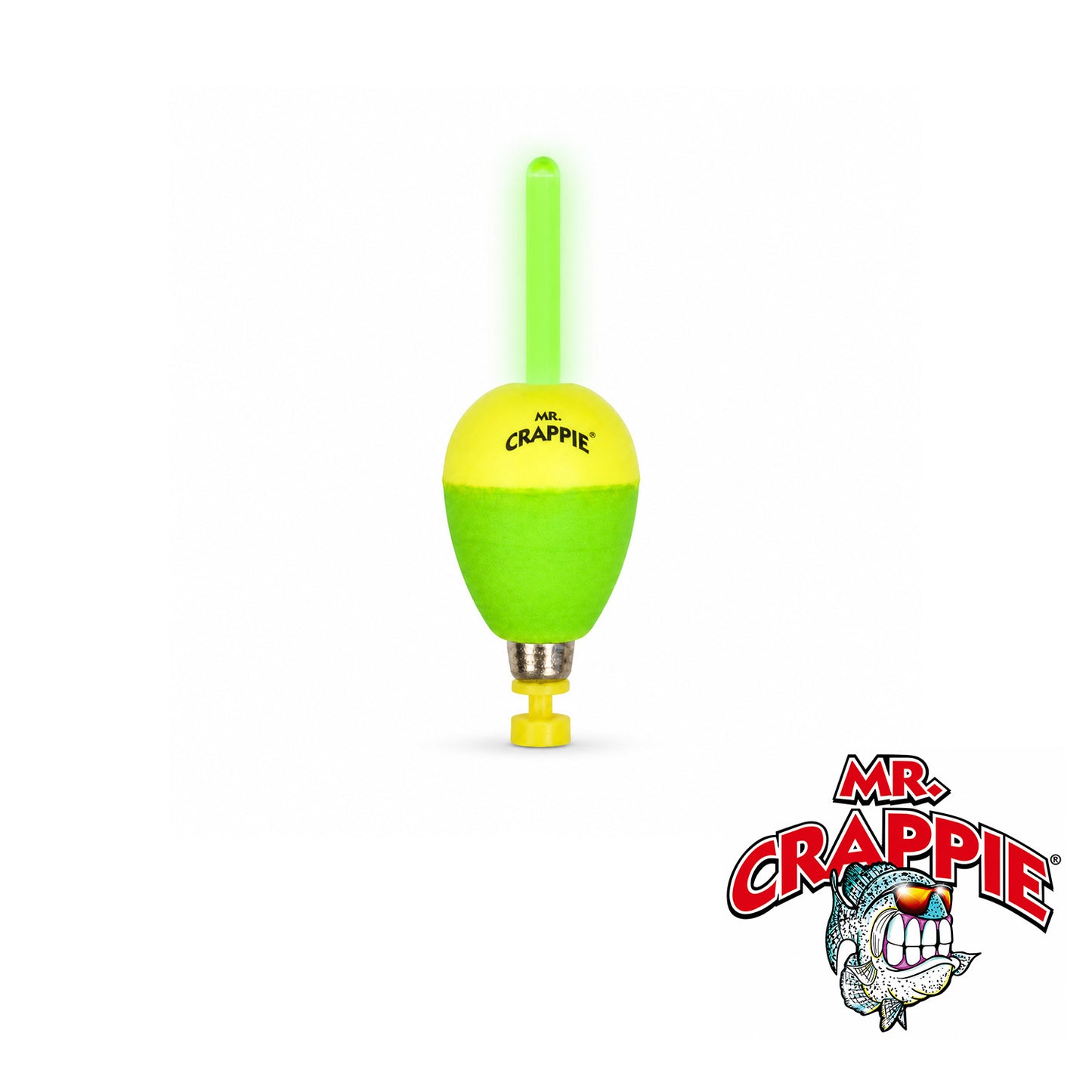 Mr. Crappie Lighted Flo Glo Bobber 1 1/2" Pear Y/G 2 pk