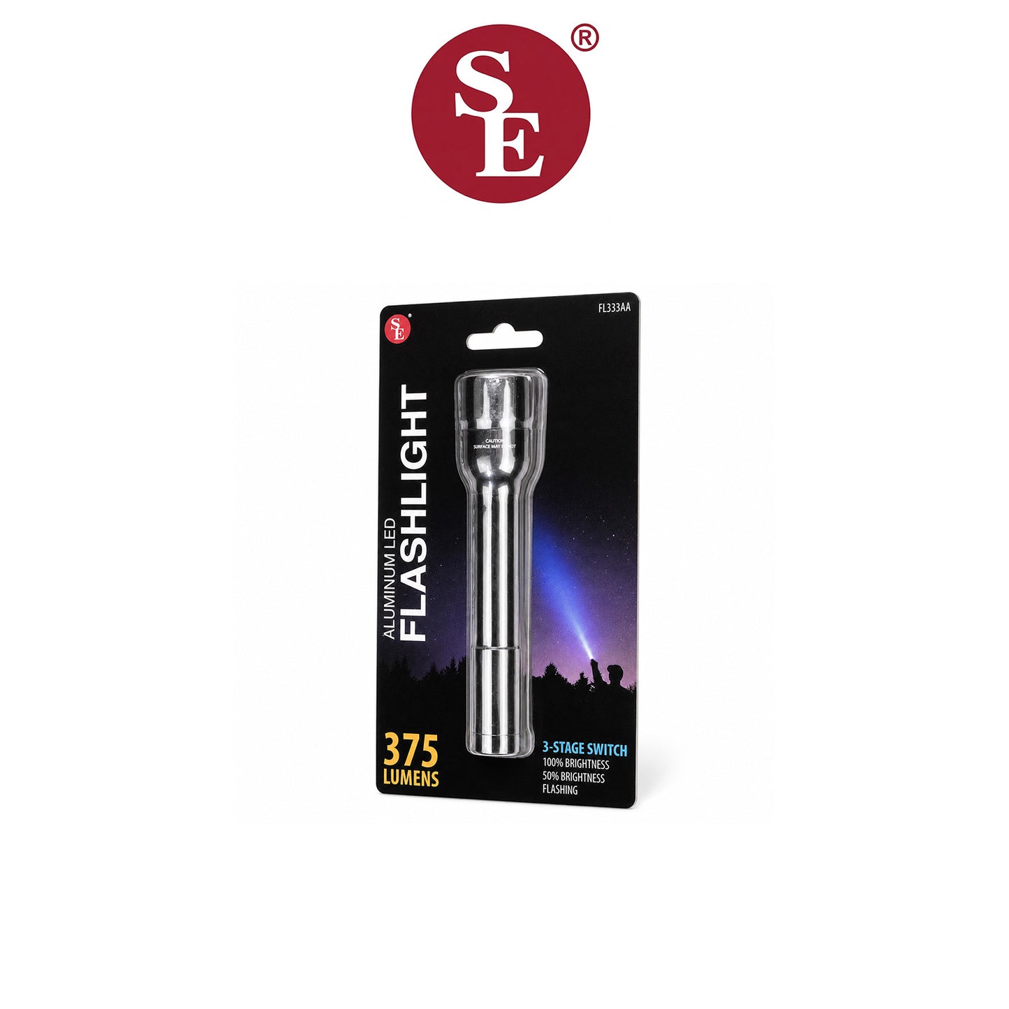 Sona 6" 375 Lumen Black Aluminum LED Flashlight – 12 Piece Display