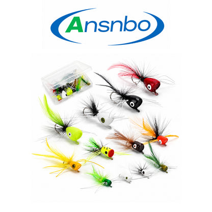 Ansnbo Bass Popper Lure Card – Lightweight Assorted Topwater Fishing Lures