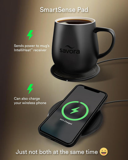 Savora IntelliHeat Heated Coffee Mug with Smart Sense Pad Multiple Color