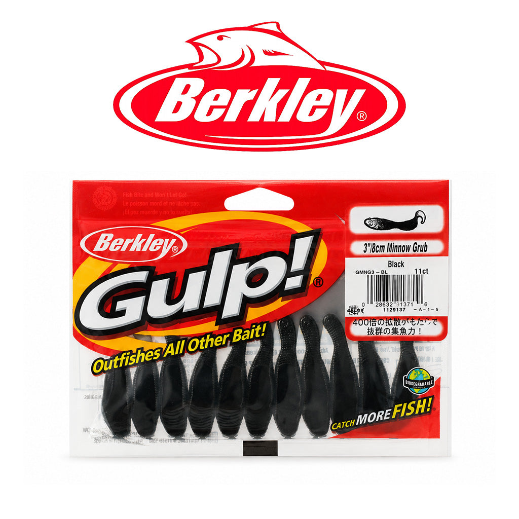 Berkley Gulp Minnow Grub 3" Soft Bait 18 Pack - Black &amp; Pearl White