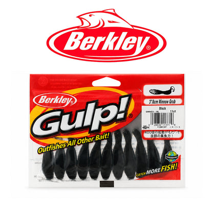 Berkley Gulp Minnow Grub 3" Soft Bait 18 Pack - Black &amp; Pearl White