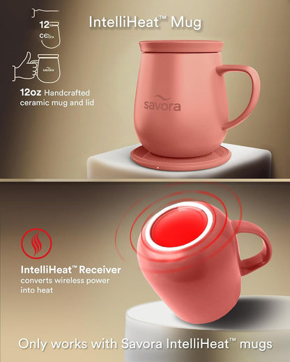 Savora IntelliHeat Heated Coffee Mug with Smart Sense Pad Multiple Color