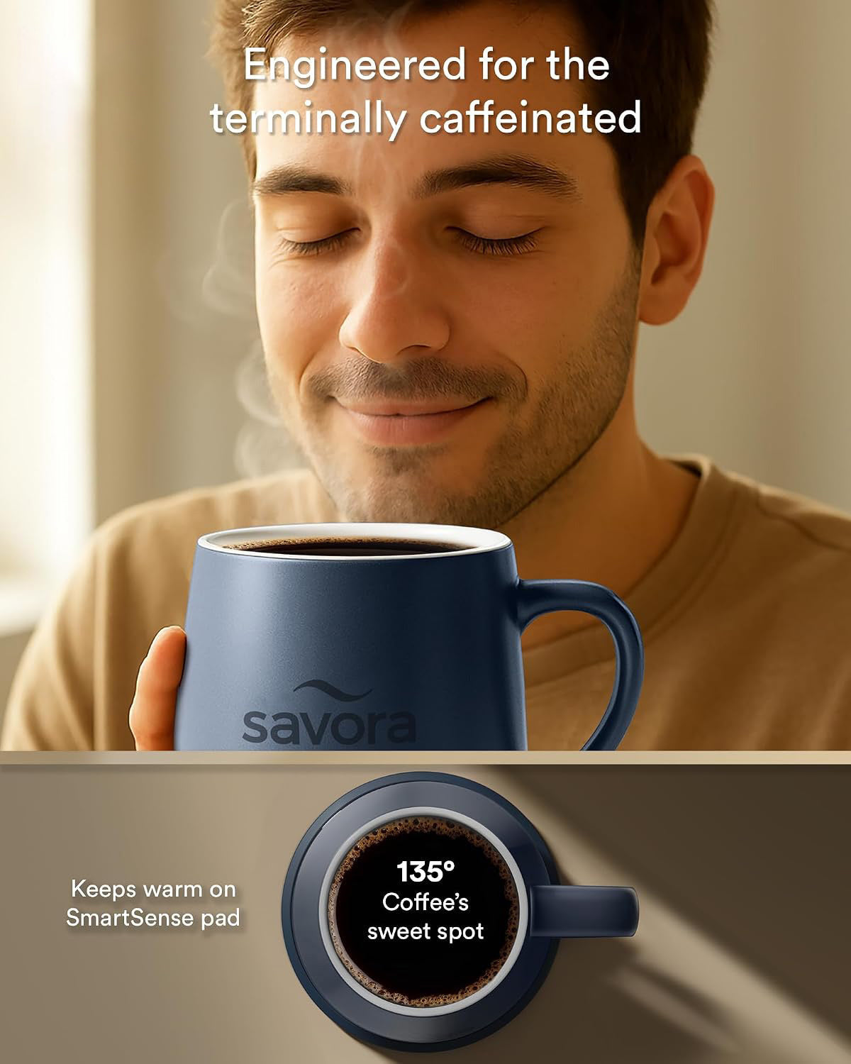 Savora IntelliHeat Heated Coffee Mug with Smart Sense Pad Multiple Color