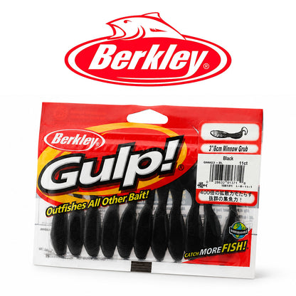 Berkley Gulp Minnow Grub 3" Soft Bait 18 Pack - Black &amp; Pearl White