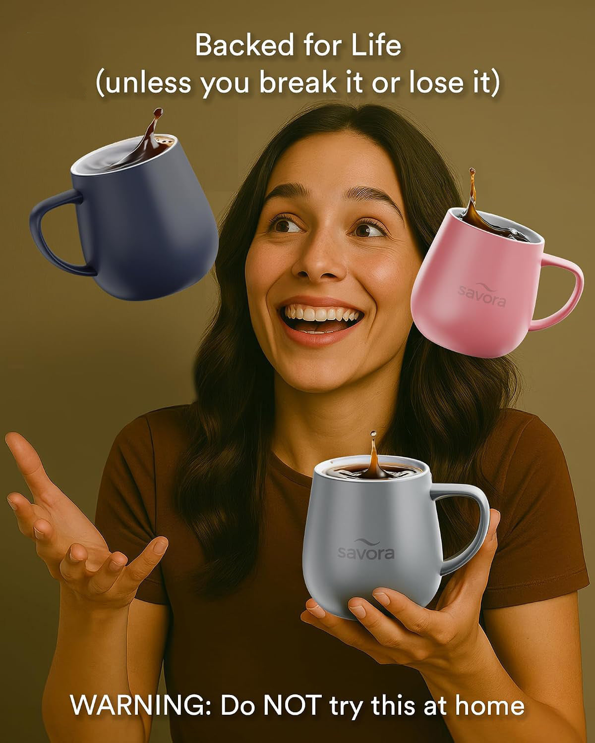 Savora IntelliHeat Heated Coffee Mug with Smart Sense Pad Multiple Color