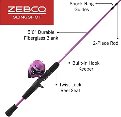 Zebco Slingshot Purple Spinning Combo, 202/562ML Rod & Reel