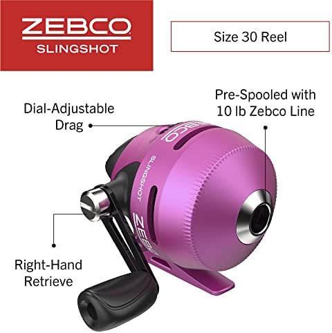 Zebco Slingshot Purple Spinning Combo, 202/562ML Rod & Reel