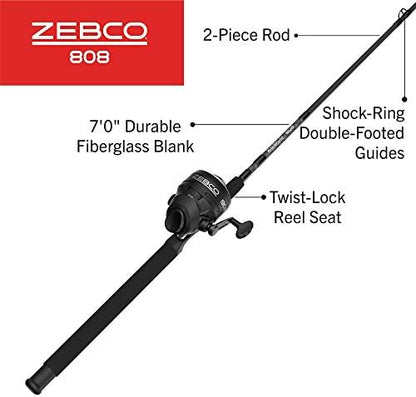 Zebco 808 Spincast Combo - 7' 2-Piece Medium-Heavy Power