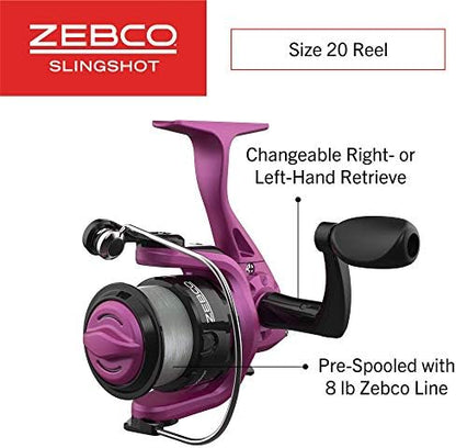 Zebco Slingshot Spinning Combo – Purple Fishing Rod and Reel Set