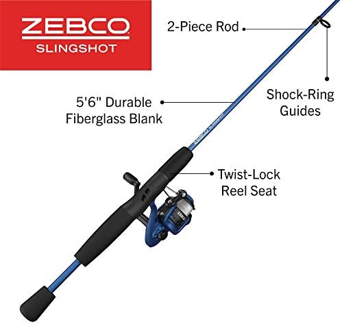 Zebco Slingshot Spinning Combo – Blue, Pre-spooled with 8lb Line