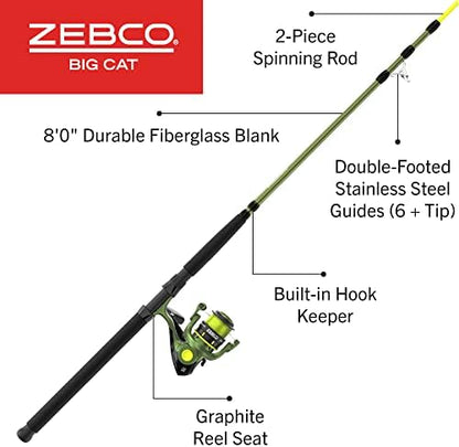 Zebco Big Cat Fishing Rod and Reel Combo – Heavy-Duty Catfish Spinning Outfit