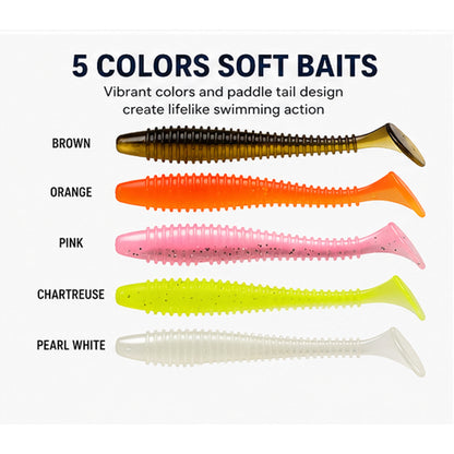 37-Piece Soft Plastic Swimbait & Jig Head Fishing Lure Kit with Tackle Box