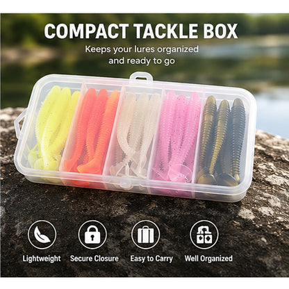 37-Piece Soft Plastic Swimbait & Jig Head Fishing Lure Kit with Tackle Box
