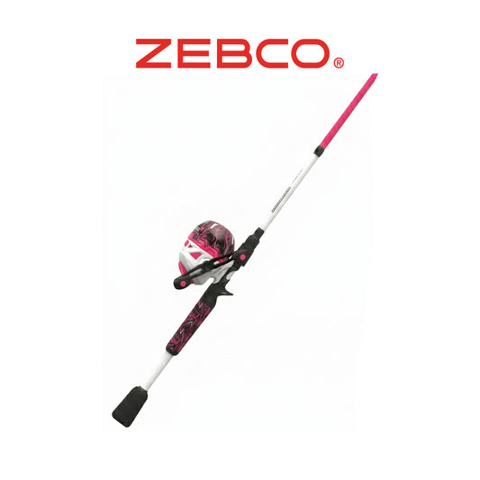 Zebco Roam Spincast Reel and Fishing Rod Combo, Pink, 6-Foot 2-Piece Ambidextrous Handed
